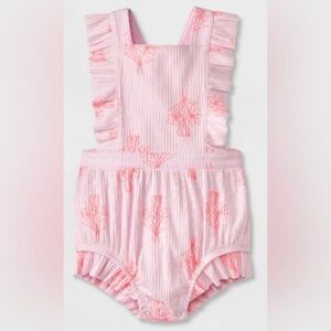 Cat & Jack Pink Floral Ribbed Baby Romper